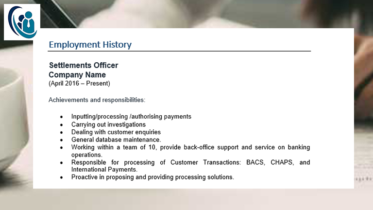 CV-Employment History CV-Employment History