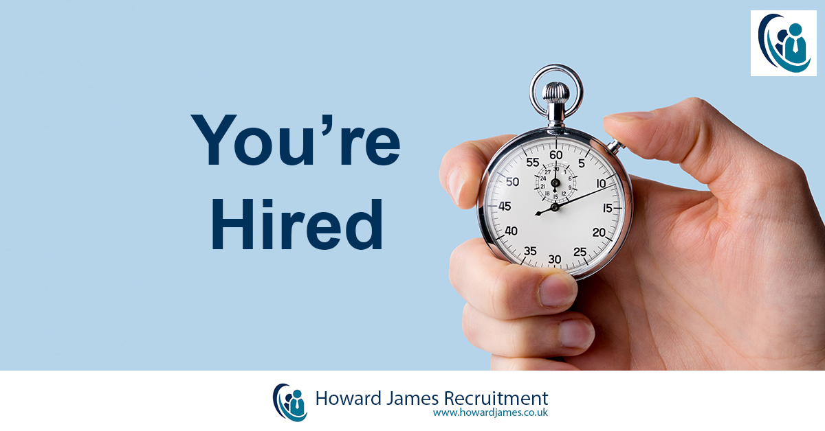 A stopwatch alongside a “You’re Hired!” sign, representing quick and smart recruitment. A stopwatch alongside a “You’re Hired!” sign, representing quick and smart recruitment.