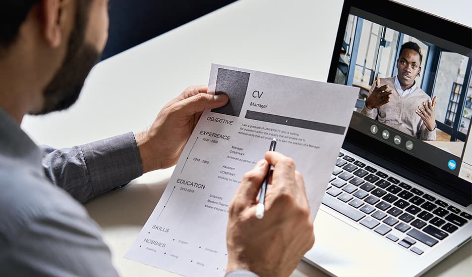 A senior professional speaking with an executive search consultant.