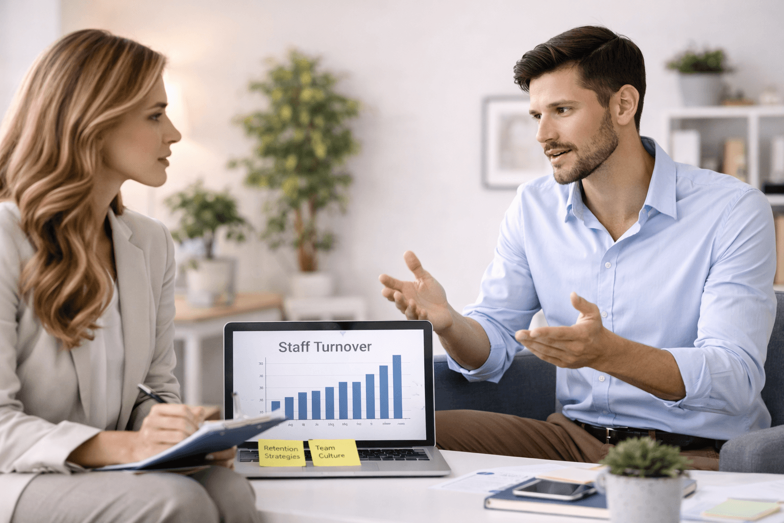 Discussing staff retention strategies