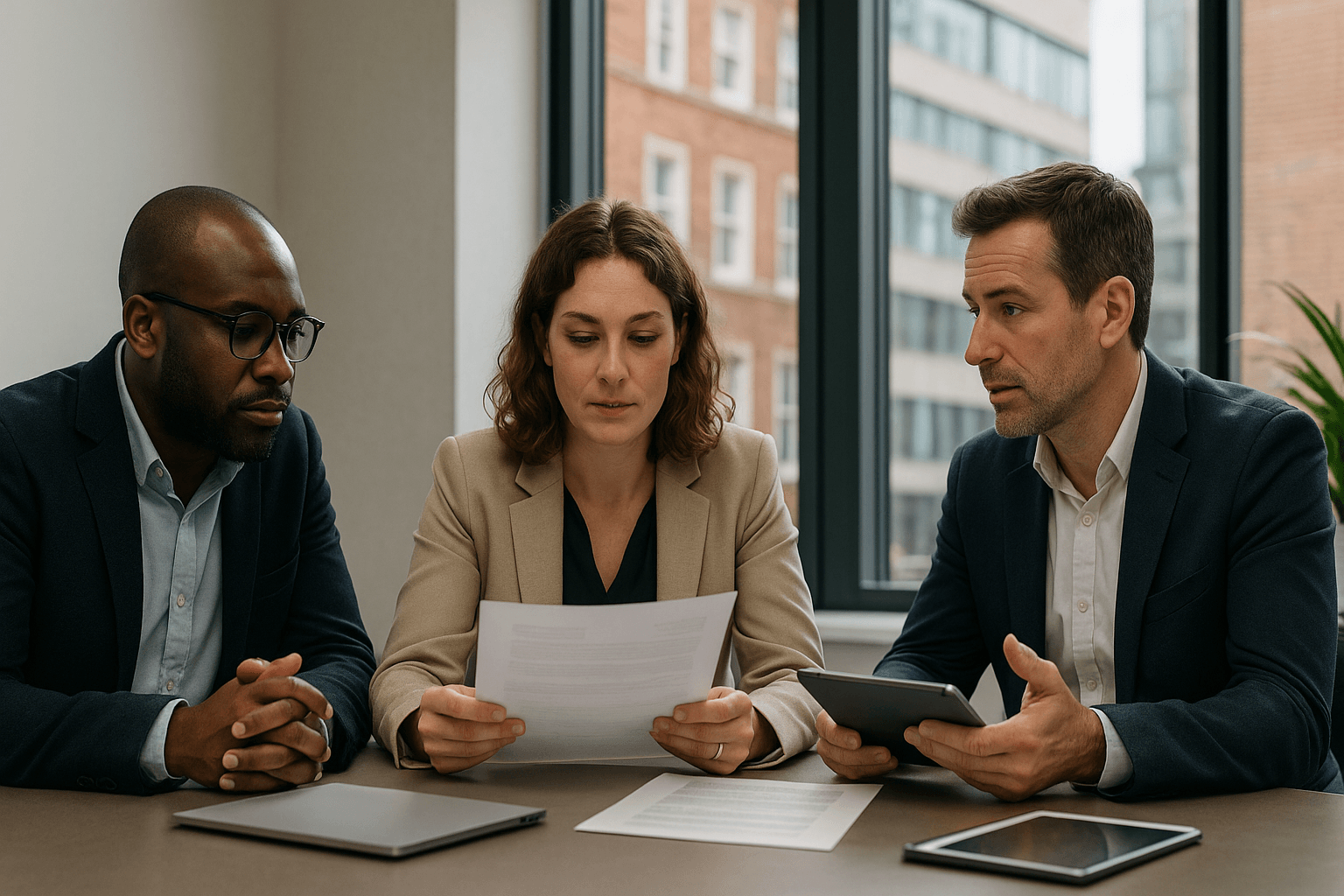 Recruitment consultant discussing job brief with hiring manager